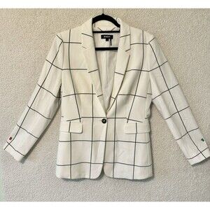 DKNY Women Jacket Blazer White/Black Wind pane  (S/M)‎ (8)
